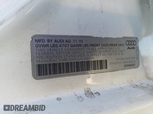 ✅ 2011 Audi A4 Premium Plus • VIN: WAUEFAFL7BN034273 • Лот: 71735955. Опубликован ранее на Copart с пробегом 133 553 миль. Бесплатный доступ к архиву аукционных продаж из США и подробный отчёт об истории автомобиля на DreamBid. Изображение 12.