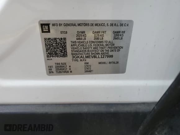 ✅ 2020 GMC Terrain SLE • VIN: 3GKALMEV8LL127999 • Lot: 89667545. Wystawiony na Copart z przebiegiem 53 003 mil. Bezpłatny archiwum sprzedaży aukcyjnych z USA i szczegółowy raport historii pojazdu na DreamBid. Zdjęcie 14.