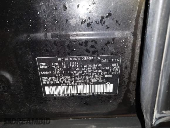 ✅ 2018 Subaru Outback Premium • VIN: 4S4BSAFC2J3272796 • Lot: 43751166. Listed on IAAI with 100,636 mi. Free auction sales archive from the USA and detailed vehicle history report at DreamBid. Image 9.