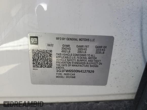 ✅ 2022 Chevrolet Bolt EV 1LT • VIN: 1G1FW6S00N4127929 • Lot: 53631054. Wystawiony na Copart z przebiegiem Nie podano. Bezpłatny archiwum sprzedaży aukcyjnych z USA i szczegółowy raport historii pojazdu na DreamBid. Zdjęcie 12.