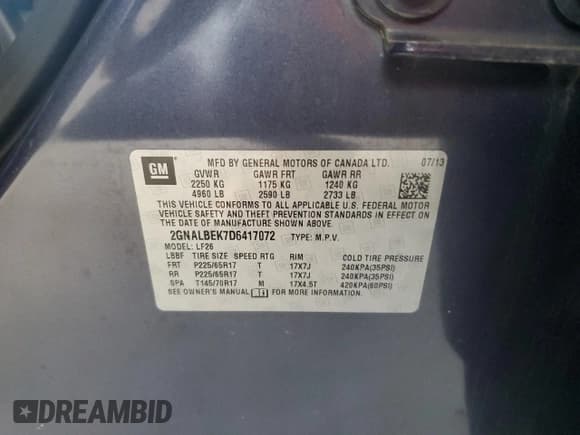 ✅ 2013 Chevrolet Equinox LS • VIN: 2GNALBEK7D6417072 • Лот: 71168224. Опубликован ранее на Copart с пробегом 177 293 миль. Бесплатный доступ к архиву аукционных продаж из США и подробный отчёт об истории автомобиля на DreamBid. Изображение 13.