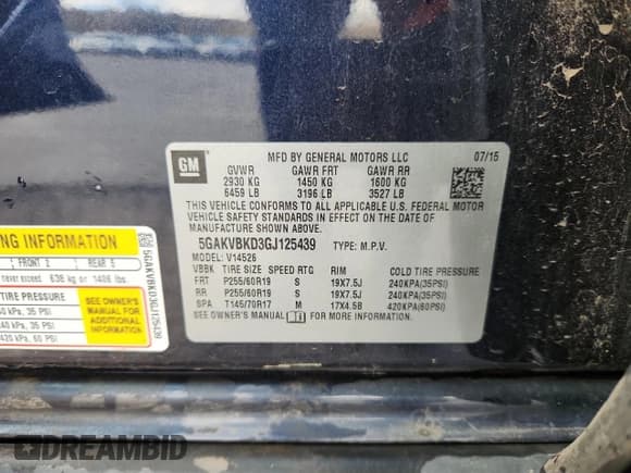 ✅ 2016 Buick Enclave Leather • VIN: 5GAKVBKD3GJ125439 • Lot: 91713865. Listed on Copart with 134,200 mi. Free auction sales archive from the USA and detailed vehicle history report at DreamBid. Image 13.