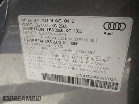 ✅ 2016 Audi Q5 Premium Plus • VIN: WA1D7AFP4GA133222 • Лот: 43781061. Опубликован ранее на IAAI с пробегом 105 113 миль. Бесплатный доступ к архиву аукционных продаж из США и подробный отчёт об истории автомобиля на DreamBid. Изображение 9.