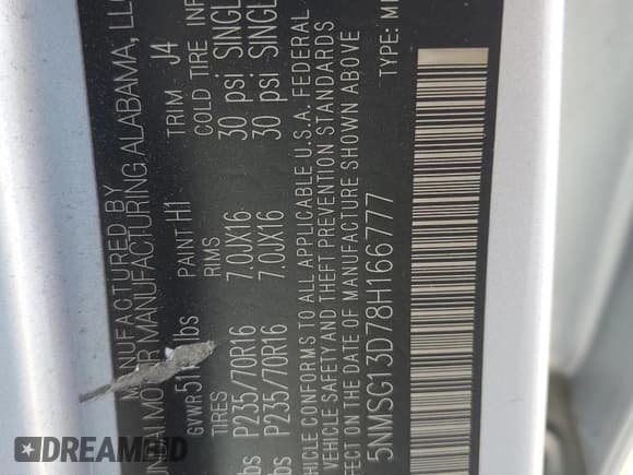 ✅ 2008 Hyundai Santa Fe GLS • VIN: 5NMSG13D78H166777 • Lot: 76137044. Listed on Copart with 153,993 mi. Free auction sales archive from the USA and detailed vehicle history report at DreamBid. Image 13.