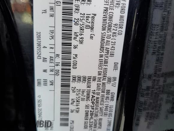 ✅ 2017 Ford Focus SE • VIN: 1FADP3F28HL336177 • Лот: 84820835. Опубликован ранее на Copart с пробегом 51 658 миль. Бесплатный доступ к архиву аукционных продаж из США и подробный отчёт об истории автомобиля на DreamBid. Изображение 12.