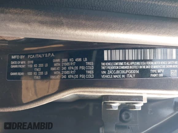 ✅ 2018 Jeep Renegade Trailhawk • VIN: ZACCJBCB6JPG83014 • Лот: 42420786. Опубликован ранее на IAAI с пробегом 63 713 миль. Бесплатный доступ к архиву аукционных продаж из США и подробный отчёт об истории автомобиля на DreamBid. Изображение 9.