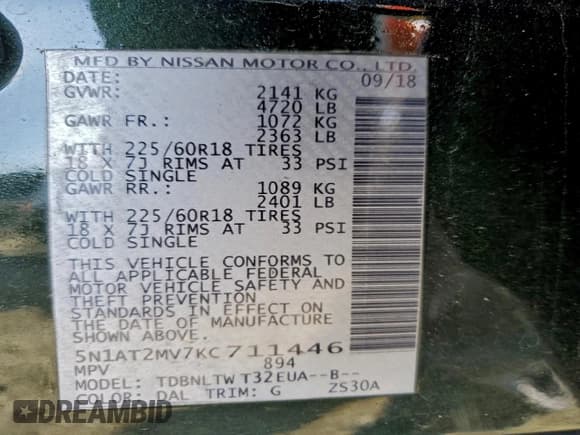 ✅ 2019 Nissan Rogue SL • VIN: 5N1AT2MV7KC711446 • Lot: 93978845. Wystawiony na Copart z przebiegiem 83 595 mil. Bezpłatny archiwum sprzedaży aukcyjnych z USA i szczegółowy raport historii pojazdu na DreamBid. Zdjęcie 13.