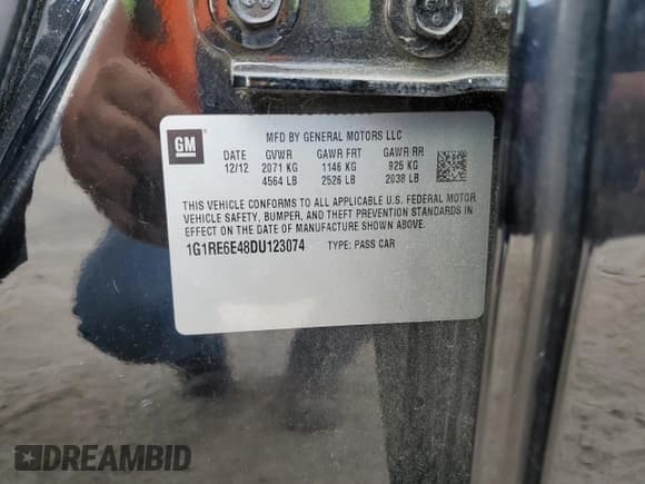 ✅ 2013 Chevrolet Volt • VIN: 1G1RE6E48DU123074 • Lot: 58230044. Wystawiony na Copart z przebiegiem 148 884 mil. Bezpłatny archiwum sprzedaży aukcyjnych z USA i szczegółowy raport historii pojazdu na DreamBid. Zdjęcie 12.