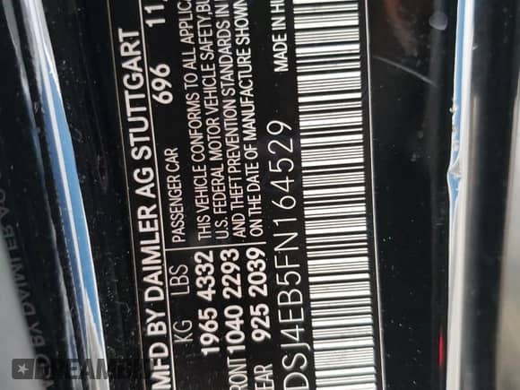 2015 Mercedes-Benz CLA 250 с VIN WDDSJ4EB5FN164529, выставлен на аукционе Copart как лот 85302125 с пробегом 60 168 миль миль и Списание • Salvage title. История ставок и продаж доступна на DreamBid. Изображение 13.