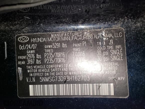 ✅ 2008 Hyundai Santa Fe GLS • VIN: 5NMSG73D98H162703 • Lot: 81577904. Listed on Copart with 146,763 mi. Free auction sales archive from the USA and detailed vehicle history report at DreamBid. Image 15.