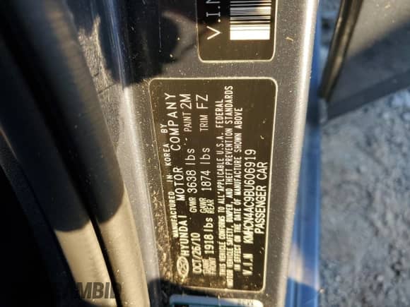 2011 Hyundai Accent GLS с VIN KMHCN4AC9BU606919, выставлен на аукционе Copart как лот 77123044 с пробегом 113 594 миль миль и Списание • Salvage title. История ставок и продаж доступна на DreamBid. Изображение 12.