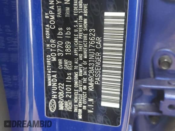 2022 Hyundai Venue SEL с VIN KMHRC8A31NU176623, выставлен на аукционе Copart как лот 81124544 с пробегом 20 927 миль миль и Списание • Salvage title. История ставок и продаж доступна на DreamBid. Изображение 14.