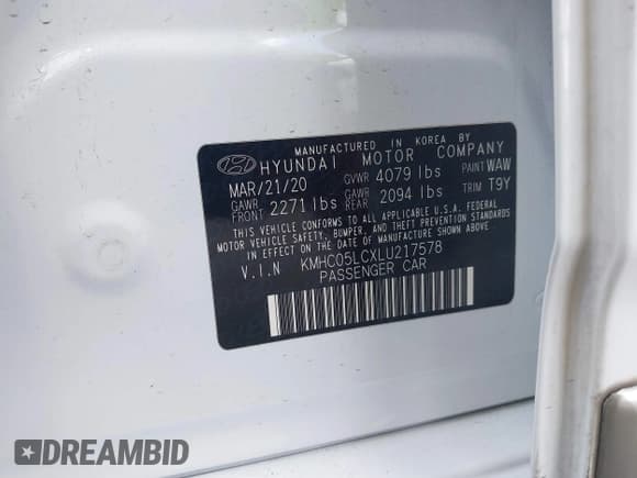 ✅ 2020 Hyundai Ioniq Limited • VIN: KMHC05LCXLU217578 • Lot: 41999454. Wystawiony na IAAI z przebiegiem 104 694 mil. Bezpłatny archiwum sprzedaży aukcyjnych z USA i szczegółowy raport historii pojazdu na DreamBid. Zdjęcie 9.