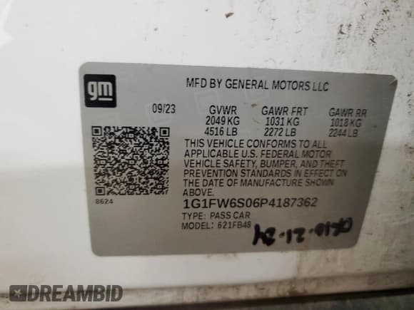 ✅ 2023 Chevrolet Bolt EV 1LT • VIN: 1G1FW6S06P4187362 • Лот: 69634825. Опубликован ранее на Copart с пробегом 25 981 миль. Бесплатный доступ к архиву аукционных продаж из США и подробный отчёт об истории автомобиля на DreamBid. Изображение 12.