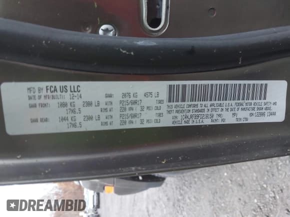 ✅ 2015 Jeep Patriot High Altitude • VIN: 1C4NJRFB9FD218150 • Лот: 43633865. Опубликован ранее на IAAI с пробегом 105 845 миль. Бесплатный доступ к архиву аукционных продаж из США и подробный отчёт об истории автомобиля на DreamBid. Изображение 9.