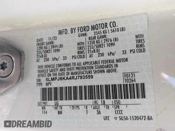 ✅ 2024 Lincoln Nautilus Reserve • VIN: 5LMPJ8KA4RJ793559 • Lot: 43509413. Wystawiony na IAAI z przebiegiem 2 700 mil. Bezpłatny archiwum sprzedaży aukcyjnych z USA i szczegółowy raport historii pojazdu na DreamBid. Zdjęcie 9.