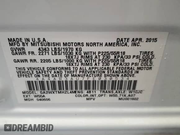 2015 Mitsubishi Outlander ES с VIN 4A4AR3AU7FE030534, выставлен на аукционе Copart как лот 86246785 с пробегом 97 597 миль миль и Списание • Salvage title. История ставок и продаж доступна на DreamBid. Изображение 12.