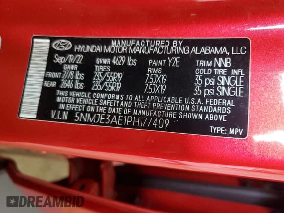 ✅ 2023 Hyundai Tucson Limited • VIN: 5NMJE3AE1PH177409 • Lot: 66849415. Listed on Copart with 72,826 mi. Free auction sales archive from the USA and detailed vehicle history report at DreamBid. Image 13.