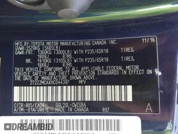 ✅ 2017 Lexus RX 350 • VIN: 2T2ZZMCAXHC044397 • Lot: 42402962. Listed on IAAI with Not provided. Free auction sales archive from the USA and detailed vehicle history report at DreamBid. Image 9.