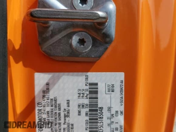 ✅ 2020 Ford Mustang GT • VIN: 1FA6P8CF5L5185048 • Lot: 59093095. Listed on Copart with 67,485 mi. Free auction sales archive from the USA and detailed vehicle history report at DreamBid. Image 13.