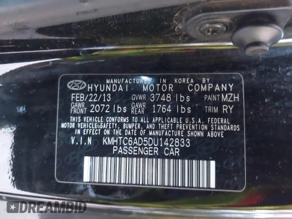 ✅ 2013 Hyundai Veloster w/Black Int • VIN: KMHTC6AD5DU142833 • Лот: 43270620. Опубликован ранее на IAAI с пробегом Не указан. Бесплатный доступ к архиву аукционных продаж из США и подробный отчёт об истории автомобиля на DreamBid. Изображение 9.