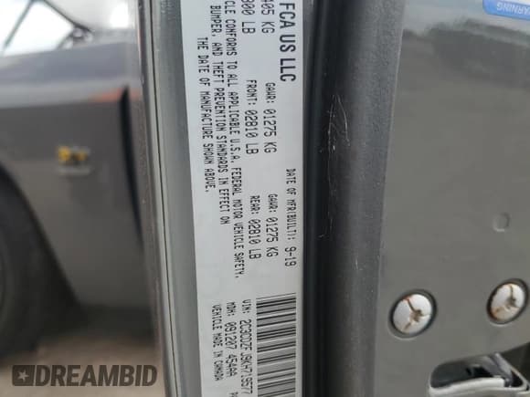 ✅ 2019 Dodge Challenger R/T Scat Pack • VIN: 2C3CDZFJ9KH719577 • Лот: 82574065. Опубликован ранее на Copart с пробегом 86 553 миль. Бесплатный доступ к архиву аукционных продаж из США и подробный отчёт об истории автомобиля на DreamBid. Изображение 13.