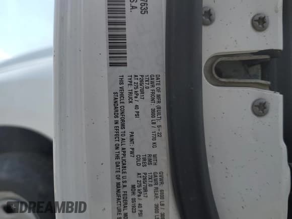 ✅ 2022 Ram 1500 Tradesman • VIN: 1C6RR7STXNS187635 • Lot: 69133665. Listed on Copart with 61,590 mi. Free auction sales archive from the USA and detailed vehicle history report at DreamBid. Image 12.