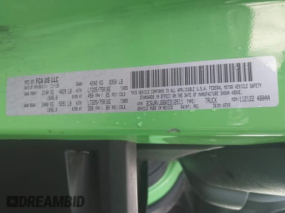 ✅ 2019 Ram ProMaster Cargo • VIN: 3C6URVJG6KE512511 • Lot: 43647854. Listed on IAAI with 71,797 mi. Free auction sales archive from the USA and detailed vehicle history report at DreamBid. Image 9.