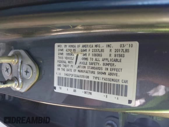 ✅ 2010 Honda Accord LX • VIN: 1HGCP2F32AA105108 • Лот: 43832853. Опубликован ранее на IAAI с пробегом 200 981 миль. Бесплатный доступ к архиву аукционных продаж из США и подробный отчёт об истории автомобиля на DreamBid. Изображение 9.