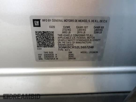 2020 Chevrolet Blazer LT с VIN 3GNKBCRS2LS657248, выставлен на аукционе Copart как лот 80432315 с пробегом 69 178 миль миль и Списание • Salvage title. История ставок и продаж доступна на DreamBid. Изображение 14.