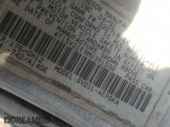 ✅ 1991 Toyota Camry DLX • VIN: 4T1SV21E9MU391532 • Лот: 43515868. Опубликован ранее на IAAI с пробегом 90 253 миль. Бесплатный доступ к архиву аукционных продаж из США и подробный отчёт об истории автомобиля на DreamBid. Изображение 9.