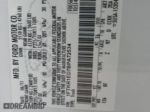 ✅ 2011 Ford Ranger XLT • VIN: 1FTKR1ED7BPA72534 • Lot: 82685445. Wystawiony na Copart z przebiegiem 321 009 mil. Bezpłatny archiwum sprzedaży aukcyjnych z USA i szczegółowy raport historii pojazdu na DreamBid. Zdjęcie 12.