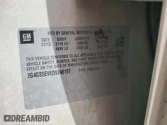 ✅ 2013 Buick Regal Turbo Premium 1 • VIN: 2G4GS5EV6D9248187 • Лот: 69925395. Опубликован ранее на Copart с пробегом 196 881 миль. Бесплатный доступ к архиву аукционных продаж из США и подробный отчёт об истории автомобиля на DreamBid. Изображение 12.