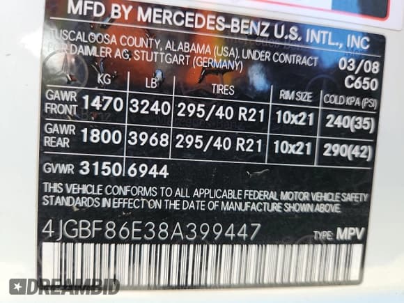 ✅ 2008 Mercedes-Benz GL 550 • VIN: 4JGBF86E38A399447 • Lot: 92295745. Wystawiony na Copart z przebiegiem 107 817 mil. Bezpłatny archiwum sprzedaży aukcyjnych z USA i szczegółowy raport historii pojazdu na DreamBid. Zdjęcie 13.