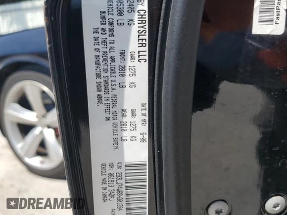✅ 2008 Dodge Challenger SRT-8 • VIN: 2B3LJ74W68H301284 • Lot: 66891444. Wystawiony na Copart z przebiegiem 124 047 mil. Bezpłatny archiwum sprzedaży aukcyjnych z USA i szczegółowy raport historii pojazdu na DreamBid. Zdjęcie 12.