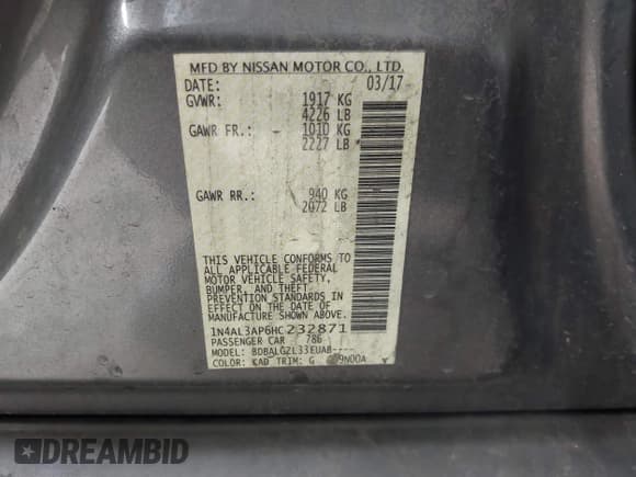 ✅ 2017 Nissan Altima SR • VIN: 1N4AL3AP6HC232871 • Лот: 41078688. Опубликован ранее на IAAI с пробегом 108 930 миль. Бесплатный доступ к архиву аукционных продаж из США и подробный отчёт об истории автомобиля на DreamBid. Изображение 9.