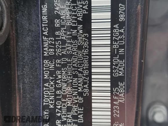 ✅ 2024 Lexus ES 350 F Sport • VIN: 58AJZ1B18RU163673 • Lot: 46145945. Wystawiony na Copart z przebiegiem 50 021 mil. Bezpłatny archiwum sprzedaży aukcyjnych z USA i szczegółowy raport historii pojazdu na DreamBid. Zdjęcie 12.