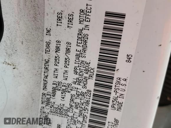 ✅ 2015 Toyota Tundra SR5 • VIN: 5TFDM5F15FX061220 • Lot: 65174795. Listed on Copart with 122,936 mi. Free auction sales archive from the USA and detailed vehicle history report at DreamBid. Image 12.