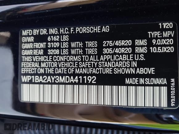 ✅ 2021 Porsche Cayenne • VIN: WP1BA2AY3MDA41192 • Lot: 41506619. Wystawiony na IAAI z przebiegiem 22 167 mil. Bezpłatny archiwum sprzedaży aukcyjnych z USA i szczegółowy raport historii pojazdu na DreamBid. Zdjęcie 9.