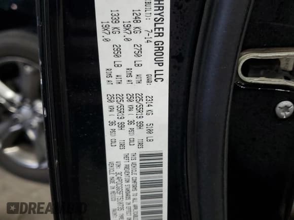 ✅ 2015 Dodge Journey Crossroad • VIN: 3C4PDCGG5FT510735 • Lot: 84971235. Listed on Copart with 133,588 mi. Free auction sales archive from the USA and detailed vehicle history report at DreamBid. Image 13.