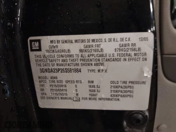✅ 2006 Chevrolet HHR LT • VIN: 3GNDA23P26S581884 • Lot: 41268807. Listed on IAAI with 228,248 mi. Free auction sales archive from the USA and detailed vehicle history report at DreamBid. Image 9.