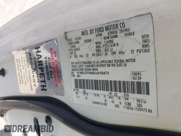 ✅ 2010 Ford Explorer Limited • VIN: 1FMEU7F89AUA15473 • Lot: 43197833. Wystawiony na IAAI z przebiegiem 168 333 mil. Bezpłatny archiwum sprzedaży aukcyjnych z USA i szczegółowy raport historii pojazdu na DreamBid. Zdjęcie 9.