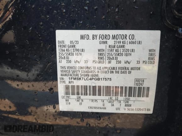 ✅ 2023 Ford Explorer King Ranch • VIN: 1FM5K7LC4PGB17575 • Lot: 42465498. Wystawiony na IAAI z przebiegiem 24 132 mil. Bezpłatny archiwum sprzedaży aukcyjnych z USA i szczegółowy raport historii pojazdu na DreamBid. Zdjęcie 9.