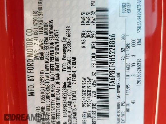 ✅ 2017 Ford Mustang GT • VIN: 1FA6P8CF4H5228866 • Lot: 80632465. Listed on Copart with 37,865 mi. Free auction sales archive from the USA and detailed vehicle history report at DreamBid. Image 12.