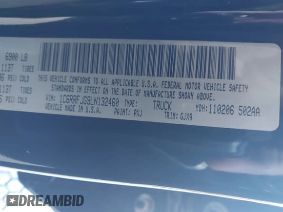 ✅ 2020 Ram 1500 Laramie • VIN: 1C6RRFJG9LN132460 • Lot: 43571880. Listed on IAAI with 94,789 mi. Free auction sales archive from the USA and detailed vehicle history report at DreamBid. Image 9.