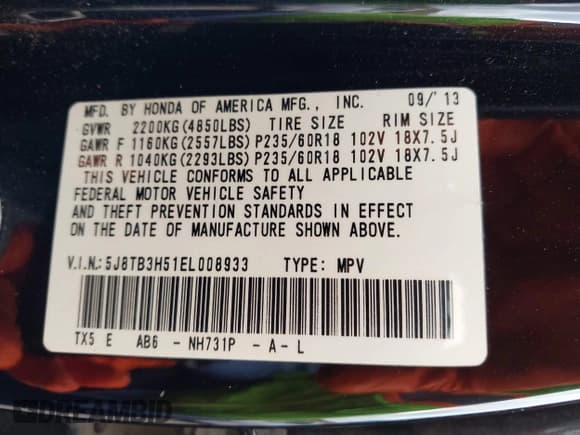 ✅ 2014 Acura RDX Technology • VIN: 5J8TB3H51EL008933 • Lot: 42773589. Listed on IAAI with 114,120 mi. Free auction sales archive from the USA and detailed vehicle history report at DreamBid. Image 9.