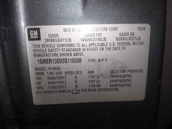 2009 Chevrolet Traverse LS z VIN 1GNER13D29S116308, wystawiony jako IAAI lot #42288226 z przebiegiem 170 391 mil mil oraz . Historia ofert i sprzedaży dostępna na DreamBid. Obrazek 9.