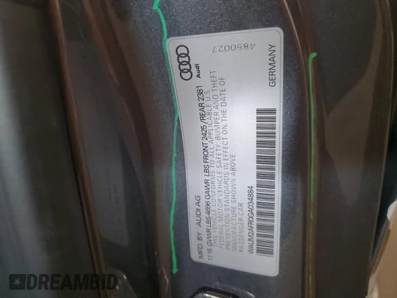 ✅ 2016 Audi A5 Premium Plus • VIN: WAUM2AFR0GA034884 • Lot: 80296505. Wystawiony na Copart z przebiegiem 135 700 mil. Bezpłatny archiwum sprzedaży aukcyjnych z USA i szczegółowy raport historii pojazdu na DreamBid. Zdjęcie 12.