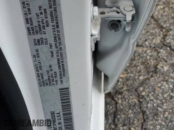 2023 Ram 1500 Tradesman z VIN 1C6RRENT1PN633382, wystawiony jako Copart lot #58935685 z przebiegiem Nie podano mil oraz Szkoda całkowita • Salvage title. Historia ofert i sprzedaży dostępna na DreamBid. Obrazek 12.