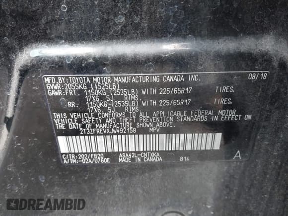 ✅ 2018 Toyota RAV4 LE • VIN: 2T3ZFREVXJW492158 • Лот: 42755064. Опубликован ранее на IAAI с пробегом 93 767 миль. Бесплатный доступ к архиву аукционных продаж из США и подробный отчёт об истории автомобиля на DreamBid. Изображение 9.